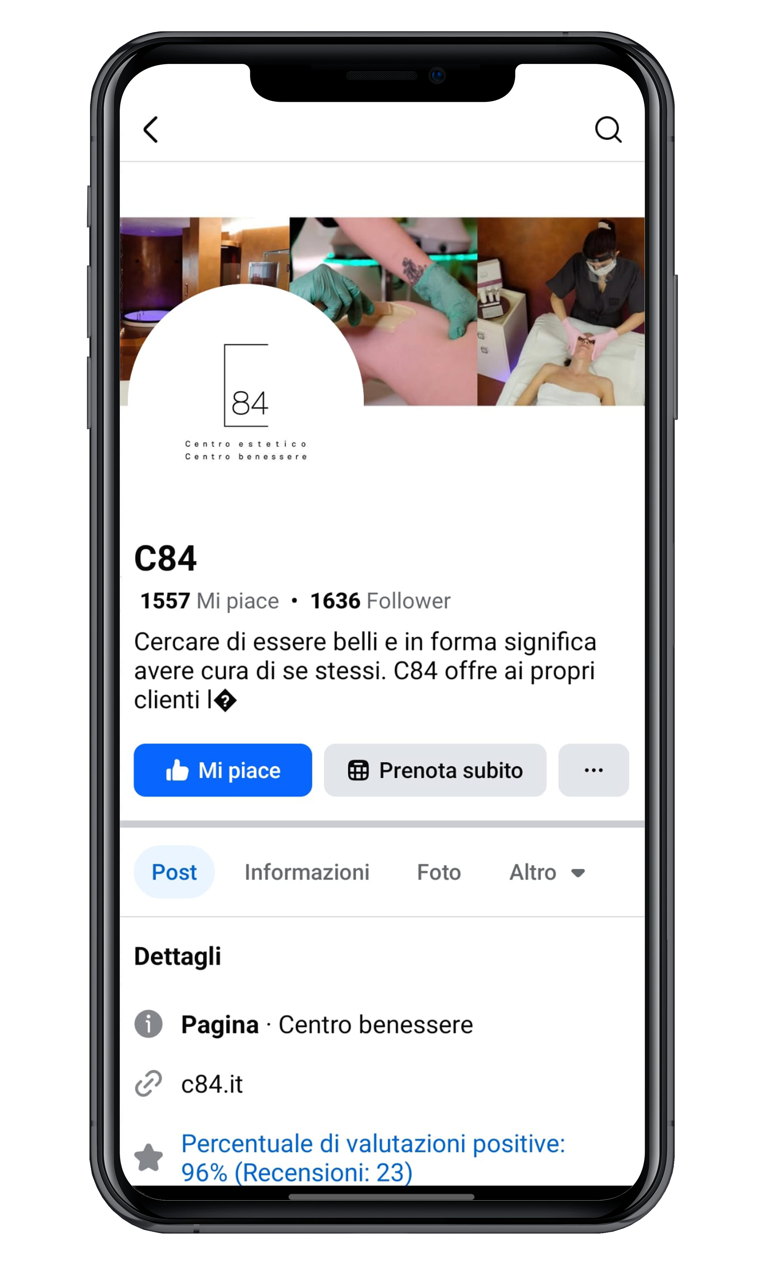 c84FB mockup della pagina instagram di c-84
