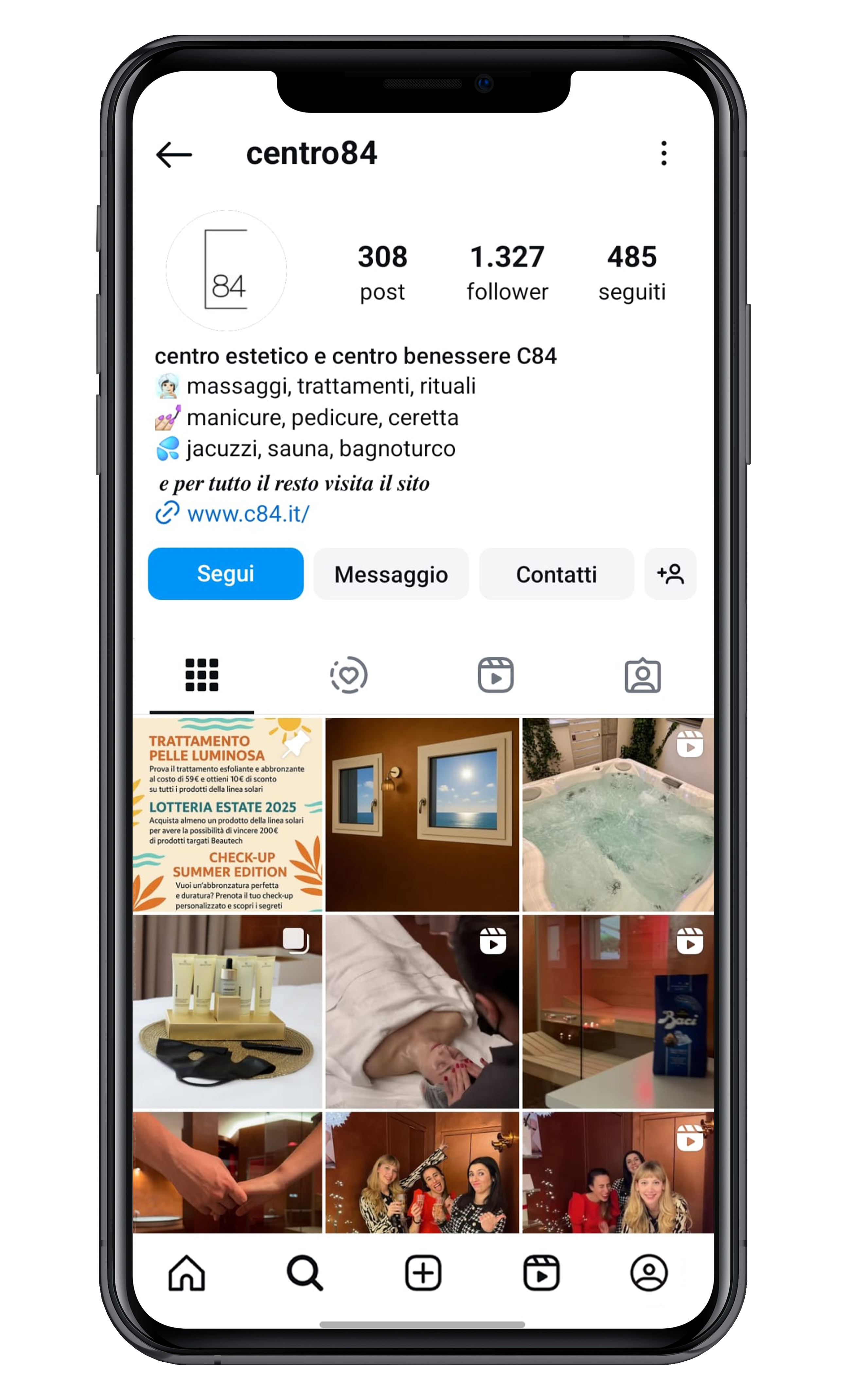 c84IG mockup della pagina instagram di c-84